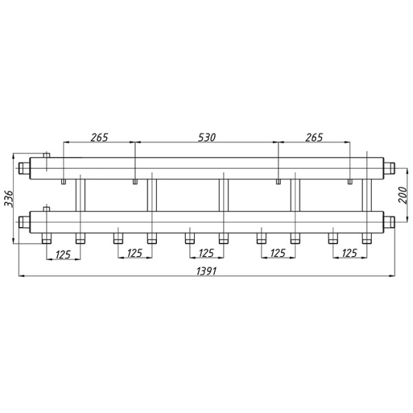 Коллектор Termojet К52Н.125(200) в теплоизоляции 5+1 вниз