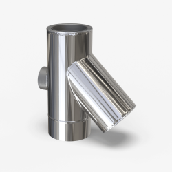 Тройник 45° с ревизией для дымохода двустенный нерж/нерж марка стали AISI 304 (Тол. м. 0,8мм) 