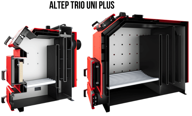 Схема розрізу твердопаливного котла ALTEP TRIO UNI Plus (АЛЬТЕП ТРІО УНІ ПЛЮС)