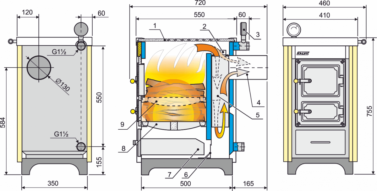 Схема котла-плиты Калвис-4CM