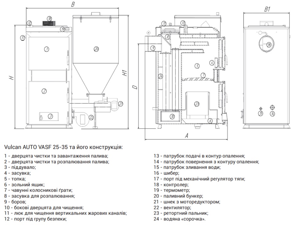 Схема котла THERMO ALLIANCE VULCAN AUTO VASF 