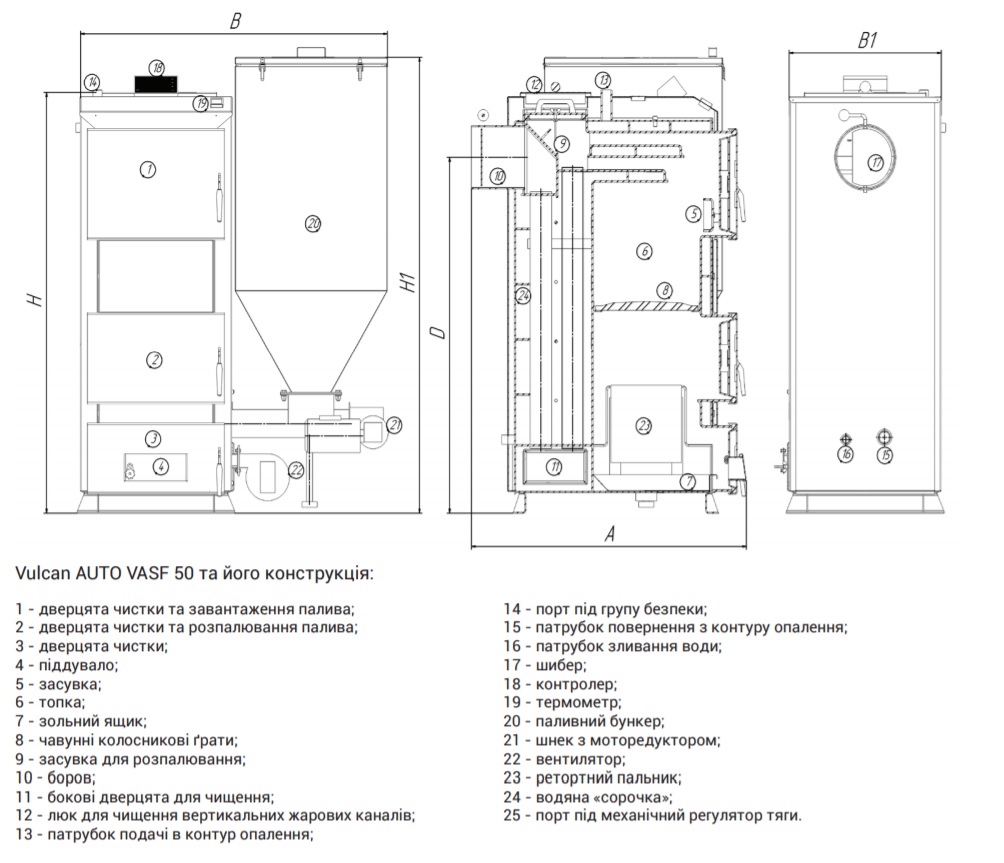 Схема котла THERMO ALLIANCE VULCAN AUTO VASF 